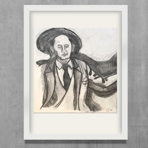 "The Art Dealer" (2013) – Original tegning – 20x20 cm – Indrammet