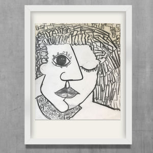 "Softest Face" (1992) – Tegning kul –  Original – 32x28 cm – Indrammet