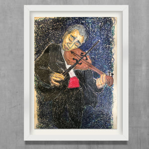 "Violin Player" (1995) – Original tegning m. oliekridt – 50x70 cm