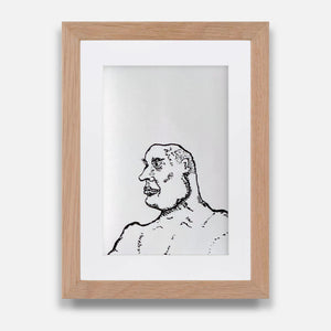 "FJÆS Nr. 019" (2020) – Original tusch tegning – 10x15 cm – indrammet